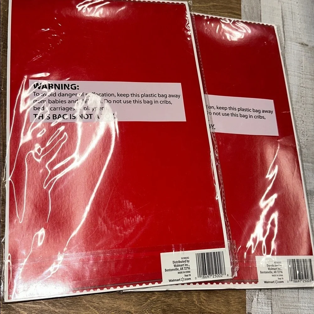 Set of two large holographic Christmas holiday gift bags new in package